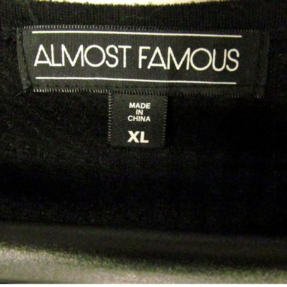 Almost Famous Shirt Top Size XL Black Long Sleeves - Picture 2 of 3